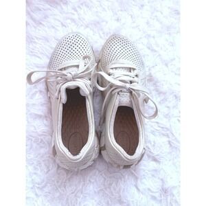 Crocs LiteRide Pacer Sneakers Womens Cream Tan Camo Lace Up Athletic Shoes